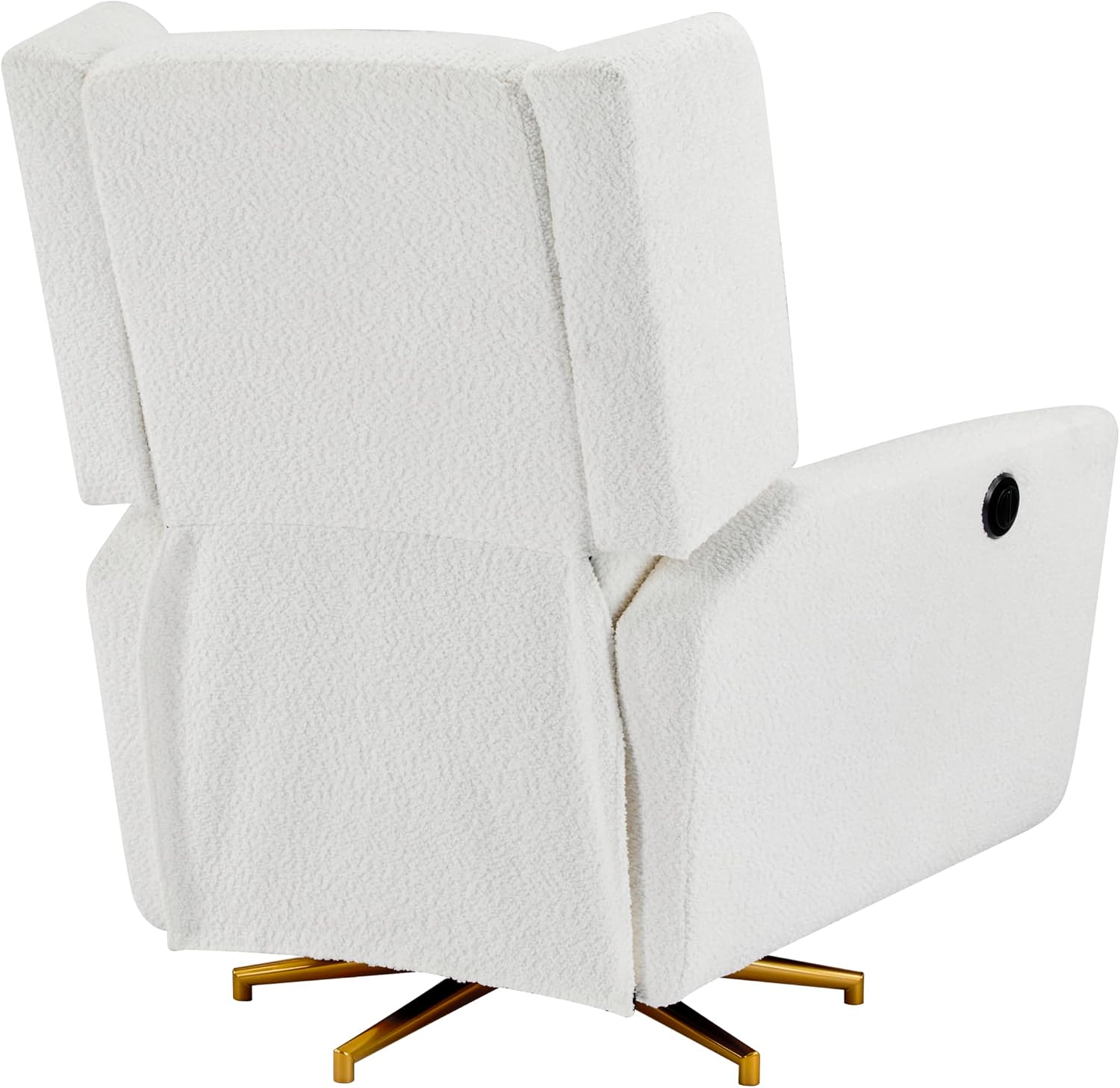 Christopher Knight Home Dolia Boucle Fabric Upholstered 360° Swivel Chair, Push-Back Power Recliner Chair, Iron Recliner Sofa with Rotation, Living Room Lounge Sofa, Adjustable Backrest, Beige+Gold