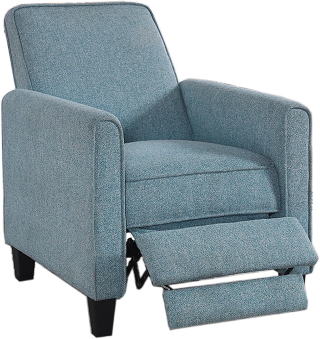 24/7 Shop at Home Mulvane Modern Recliner Chair with Push Back & Foot Rest, Single Couch with Fabric Upholstered & Plastic Legs, Sofa Reclinable Individual for Bedroom, Living Room, Home Office, Blue