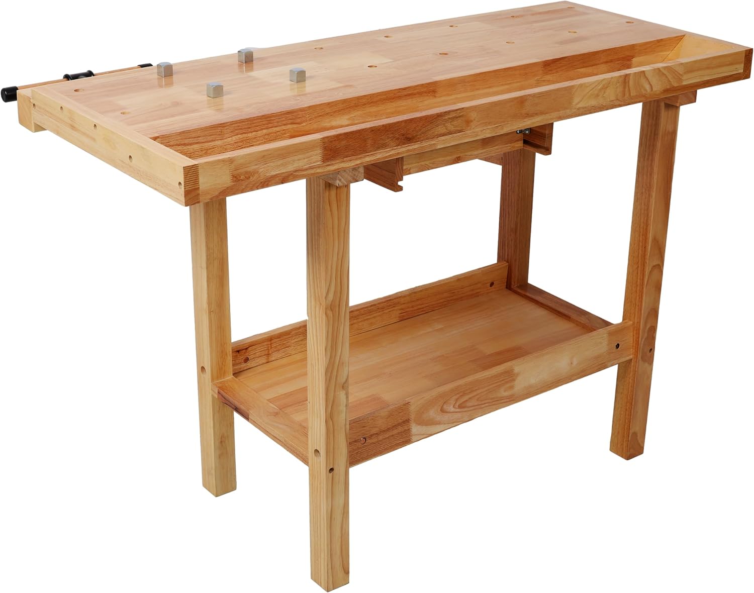 Montary 48' Wood Workbench, Heavy Duty Woodworking Bench with Adjustable Handle, 330Lbs Load Capacity Woodworking Table Work Bench with Drawer & Shelf for Garage, Workshop, Home Storage