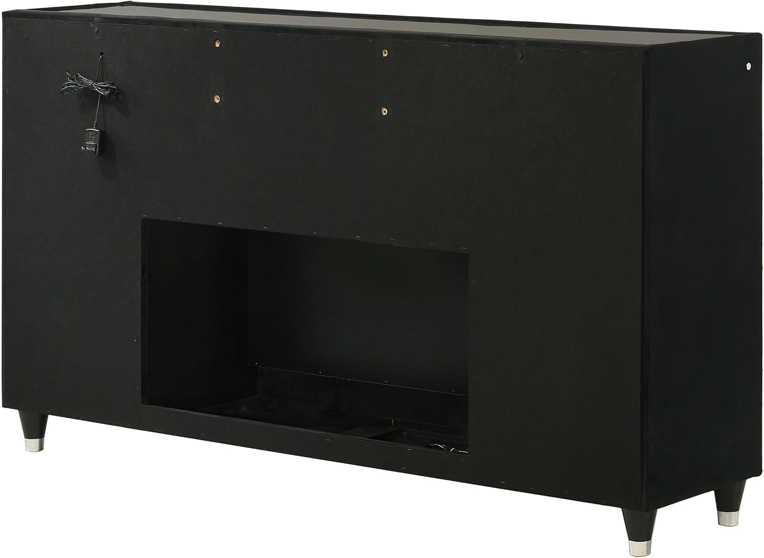 Coaster Home Furnishings - Lorient - Wood and Velvet - 8-Drawer Dresser with Flame Box, LED Lighting, Crystal Knobs and Traditional Style - Bedroom - Black - 223163FB