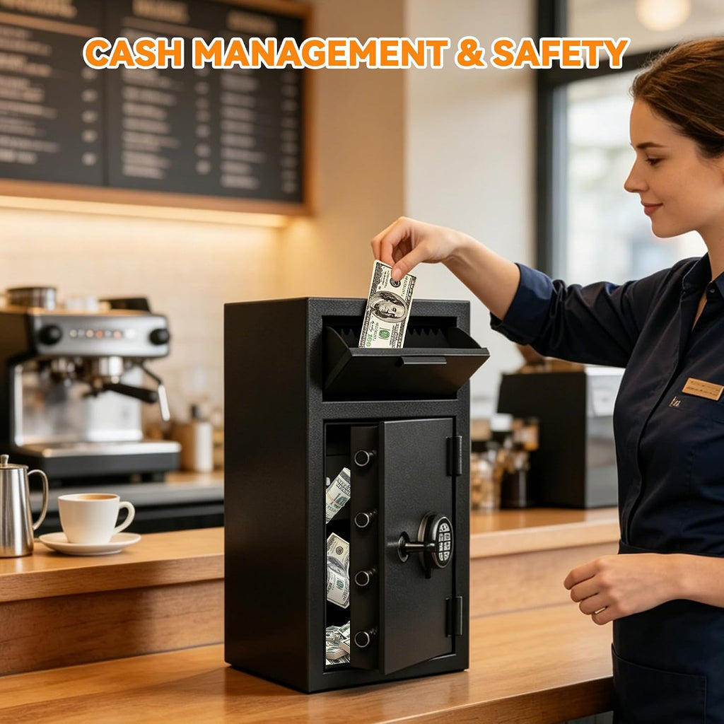 KAER 6.5 CuFt Drop Safe for Business, Cash Safe with Drop Slot, 72 lbs Heavy Duty Money Safe Box with Deposit Slot, Anti-Theft Safety Boxes for Home Floor Safe, Quick Access Digital Keypad Keys