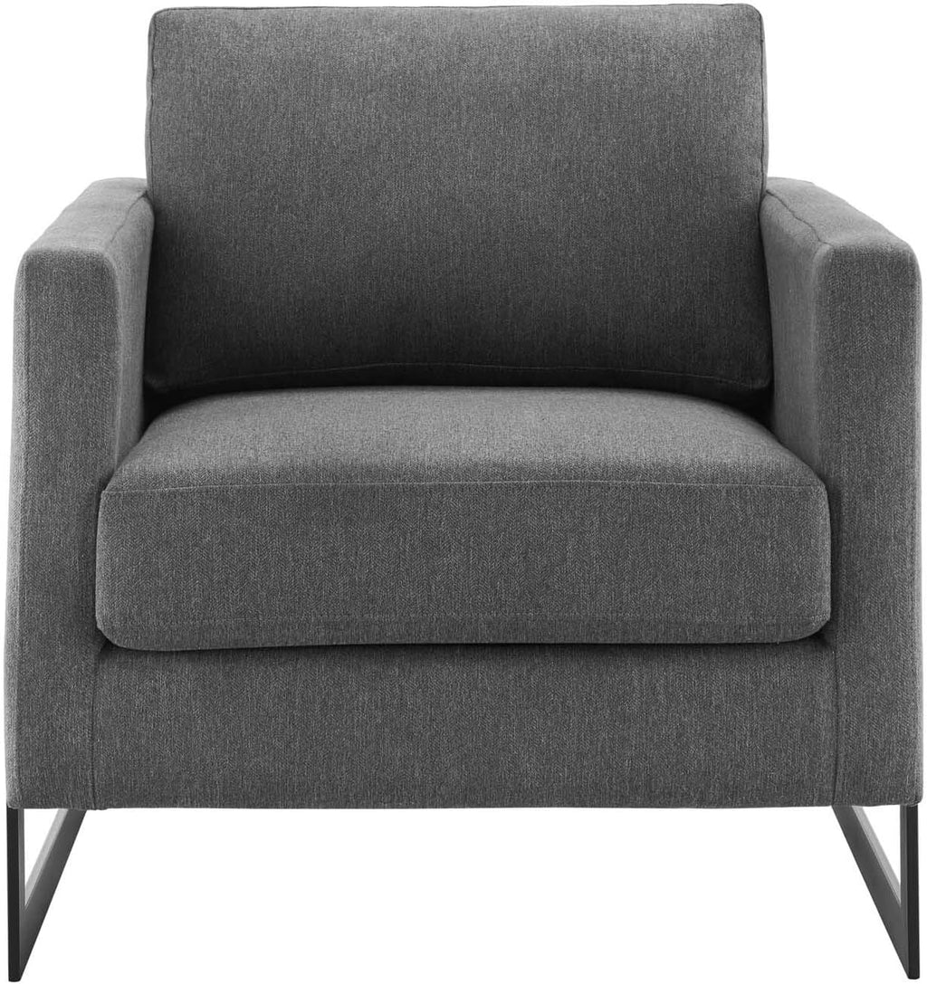 Posse Upholstered Fabric Accent Chair in Black Charcoal