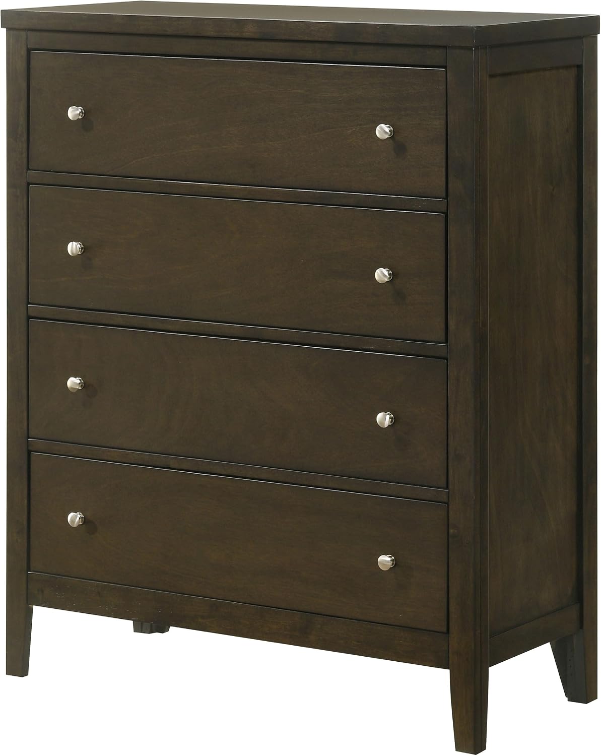 Coaster Home Furnishings - Wilkes - Wood - 4-Drawer Chest with Brushed Nickel Hardware, Center Metal Glides and Tapered Legs - Transitional - Bedroom - Dark Cocoa - 224425