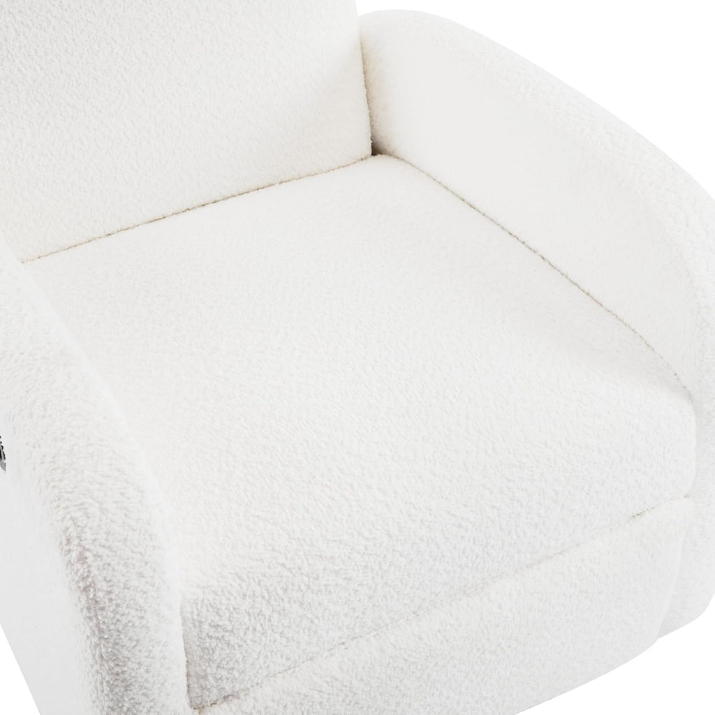 Christopher Knight Home Sidney Boucle Fabric Upholstered 360° Swivel Chair, Push-Back Recliner, Solid Wood Glider Recliner with Rotation, Living Room Lounge Chair, Adjustable Backrest, Milky White