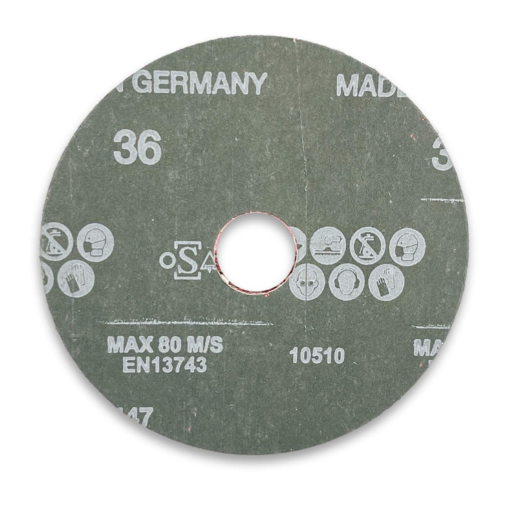 VSM 149549 Resin Fiber Disc, Red, Coarse Grade, Fiber Backing, Ceramic Plus, 24 Grit, 5' X 7/8' Arbor Hole, Pack of 50