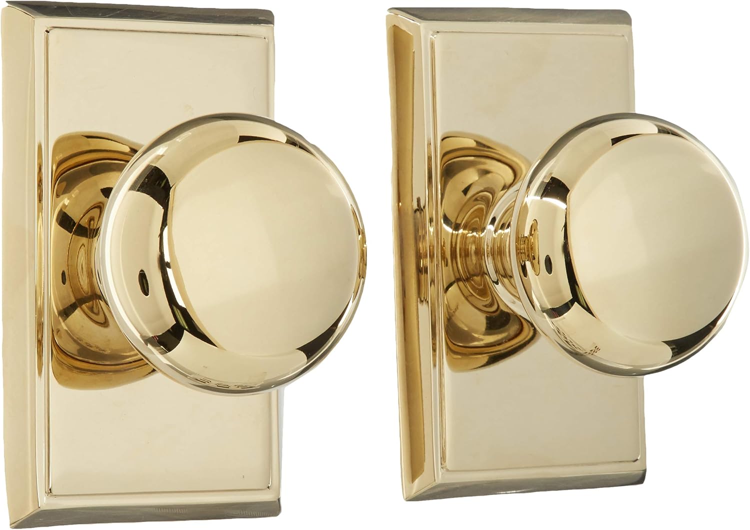 Providence Door Set With Round Brass Knobs Double Dummy In Polished Brass. Doorsets.