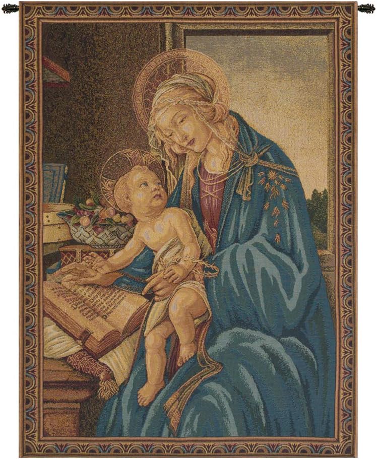 Charlotte Home Furnishings Inc. Madonna Del Libro Italian Tapestry Wall Hanging 27 X 20 Inch Viscose Cotton And Polyester Blend Wall Art Perfect For Wall Decor By Sandro Botticelli