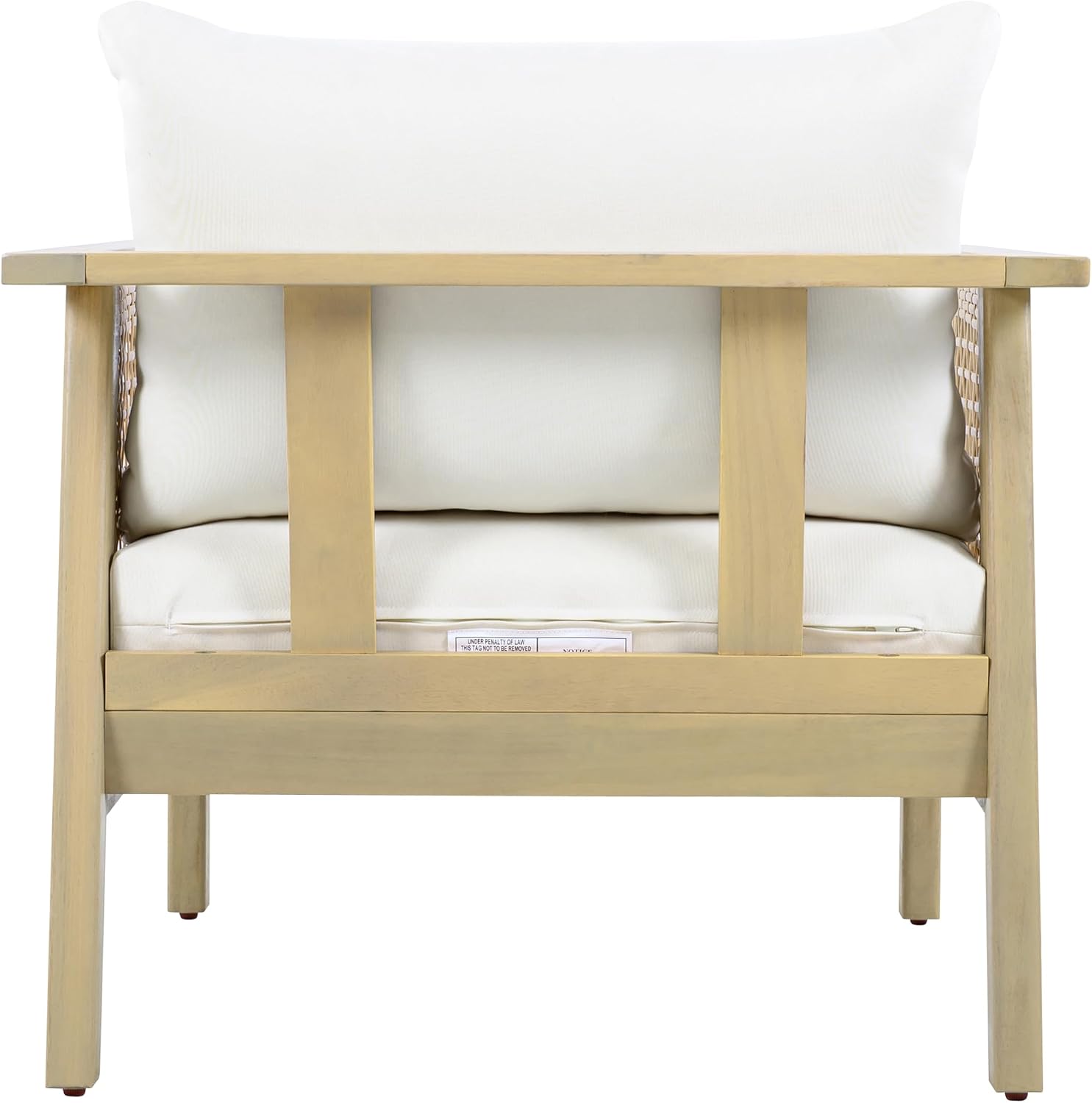 Christopher Knight Home Teras Acacia Wood Lounge Chair Outdoor Set of 2 with Removable Cushion, Solid Wood Patio Accent Chair with PE Wicker Accents, Patio Furniture Set Sofa Chair, Light Teak+Cream