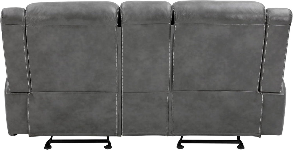 Coaster Home Furnishings - Conrad - Faux Leather Upholstered Padded Arm Glider Loveseat with Cup Holders, USB Port, Storage Drawer, and Power Outlet - Living Room & Home Theater - Gray - 650355