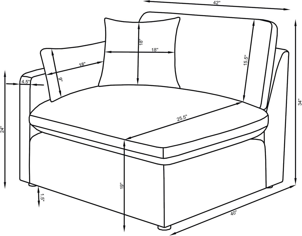 Coaster Home Furnishings - Hobson - 5-Piece Upholstered Modular Sectional Sofa with Accent Pillows and Sloped Track Armrests - Living Room - Ivory - 551451-SETA
