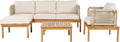 Christopher Knight Home Coby 4-Piece Acacia Wood Patio Furniture Set, Outdoor Conversation Sofa Set with Club Chair, Coffee Table and Ottoman, Patio Sectional Chat Set for Backyard/Balcony, Teak+Beige