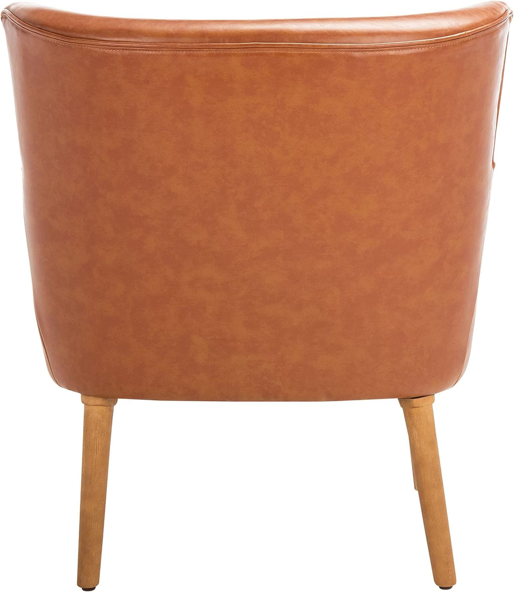 SAFAVIEH Home Collection Delfino Cognac Faux Leather/Natural Accent Chair