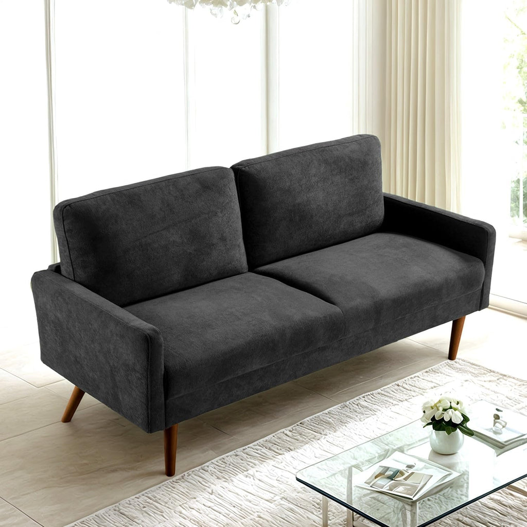 Kent Velvet Sofa, European Style with Sleek Design, Modern & Vintage Flair, Upholstered 3 Seater Couch, Chic Living Room Furniture Seating for Home, Apartment or Office, Black