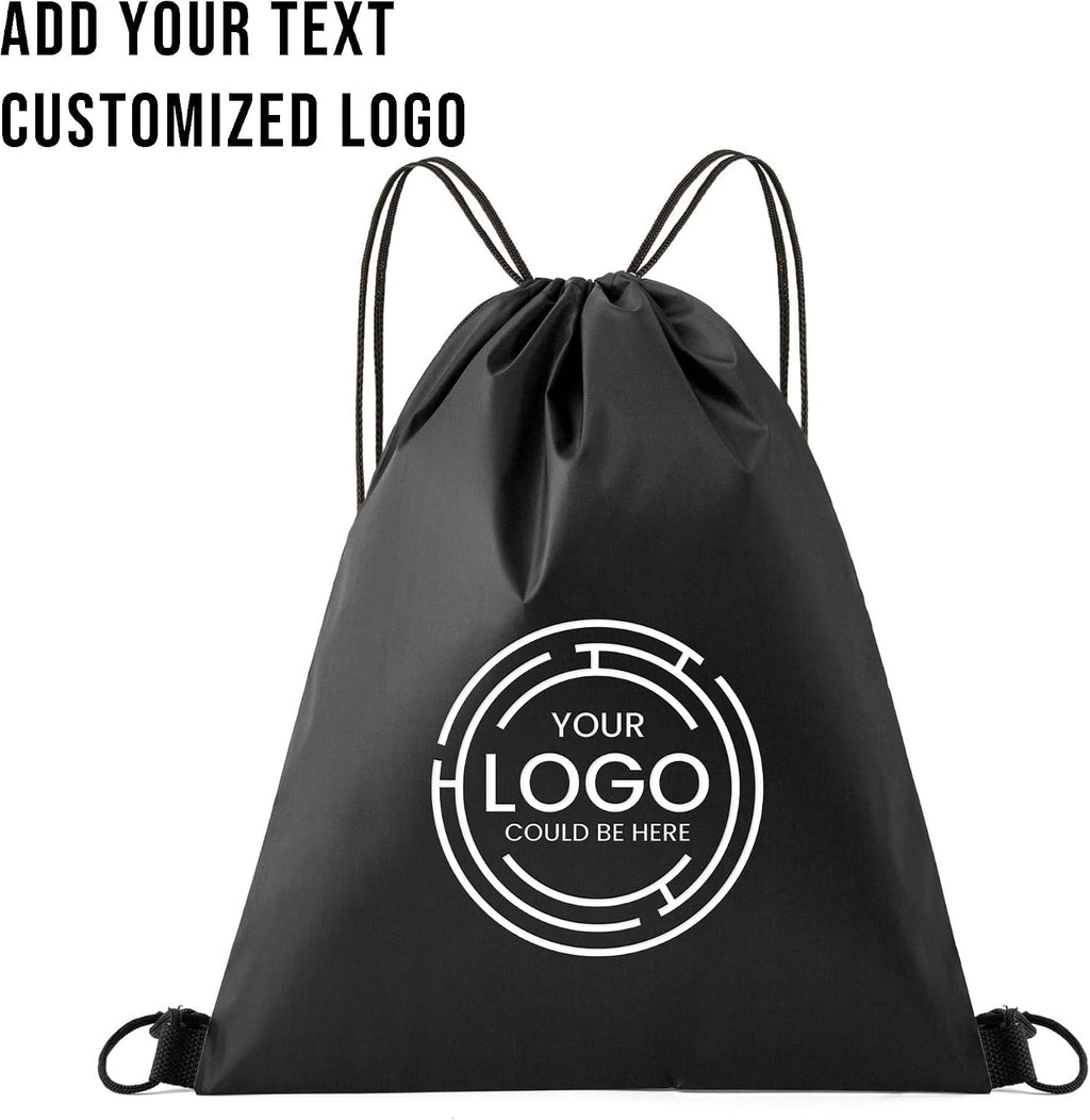 Custom Drawstring Bags Set of 50, Personalized Bulk Pack with Logo Text for Gym Camping Hiking