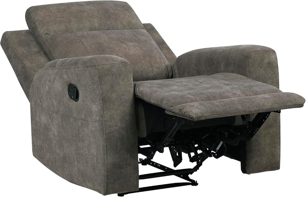 Lexicon Manual Recliner Chair, Textured Microfiber Reclining Sofa Chair, Home Theater Seating, Wall Hugger, Track Arms, Manual Recliner for Living Room/Office/Apartment, Easy Assembly, Brown