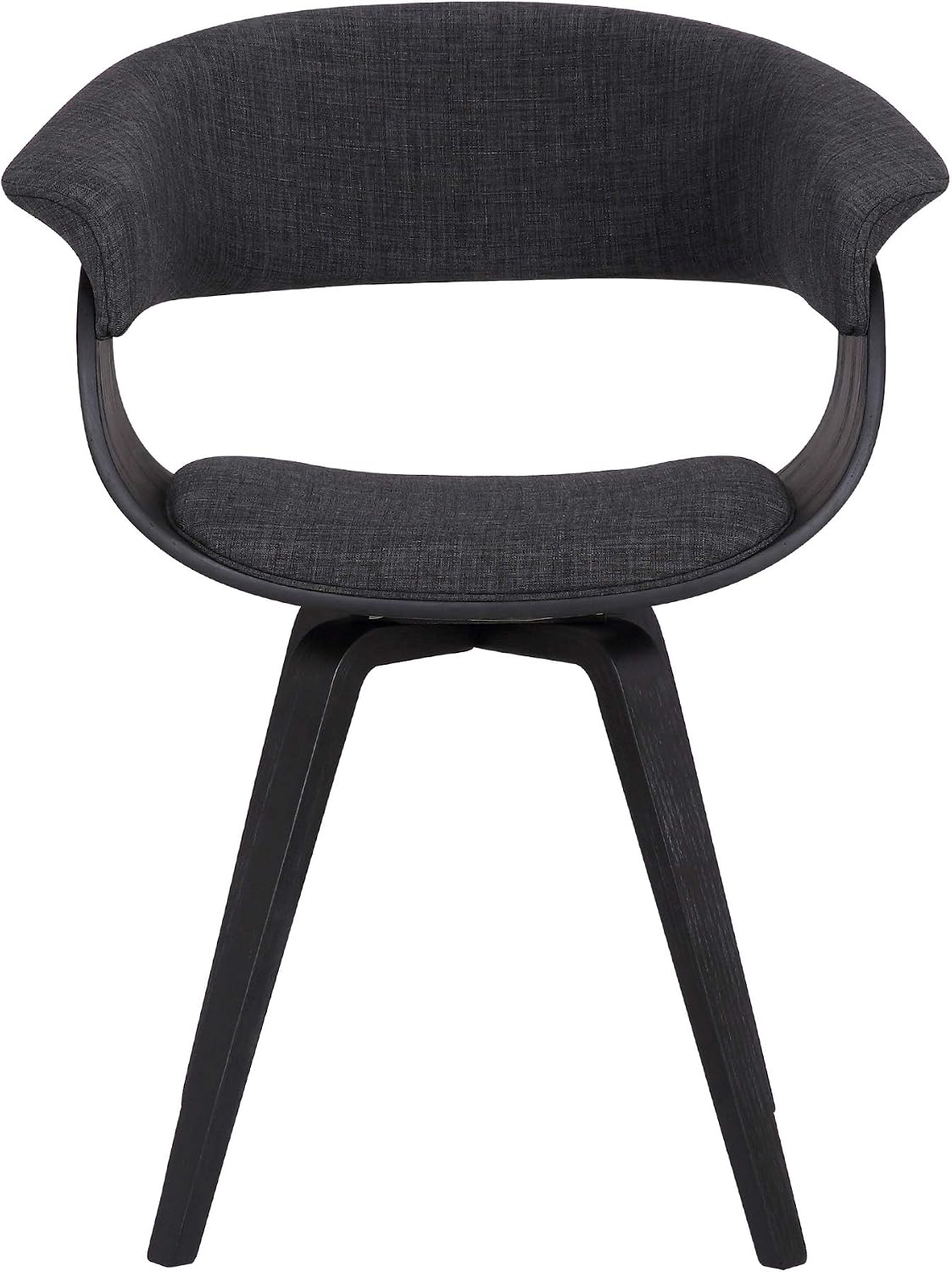 Armen Living Summer Mid Century Modern Dining Accent Chair for Table Kitchen Desk Vanity in Charcoal Fabric and Black Wood Finish