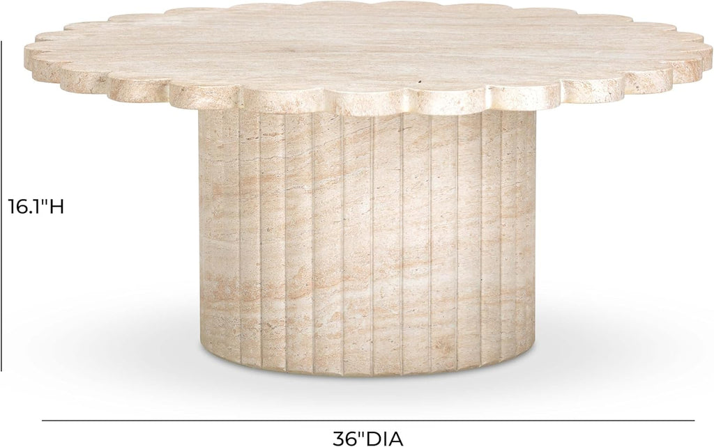 Tov Furniture Blossom Washed Travertine Finish Indoor/Outdoor Coffee Table