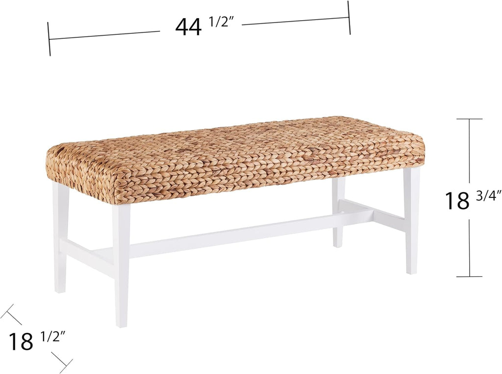 SEI Furniture Woven Coffee Table Bench, White