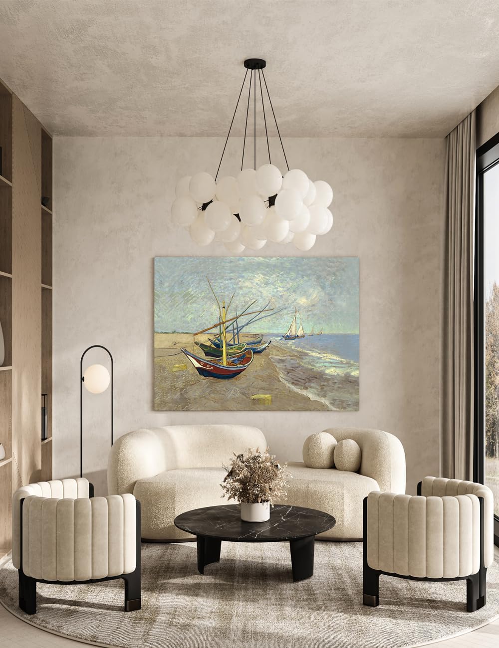 DECORARTS - Vincent Van Gogh Fishing Boats on the Beach Large Giclee Canvas Art Print, Gallery Wrapped Wall Art for Living Room Decor 40x30, Made in USA