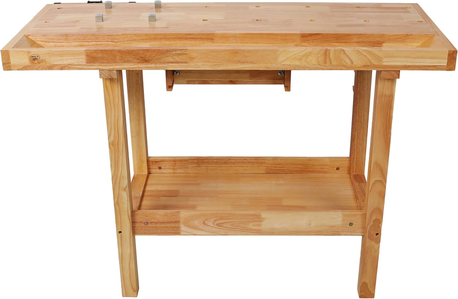 Montary 48' Wood Workbench, Heavy Duty Woodworking Bench with Adjustable Handle, 330Lbs Load Capacity Woodworking Table Work Bench with Drawer & Shelf for Garage, Workshop, Home Storage
