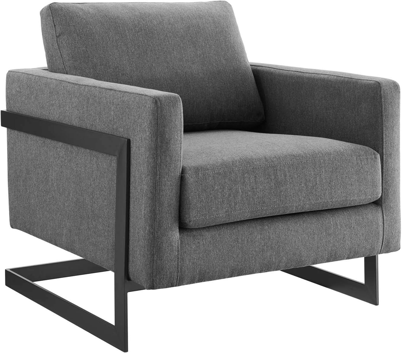 Posse Upholstered Fabric Accent Chair in Black Charcoal