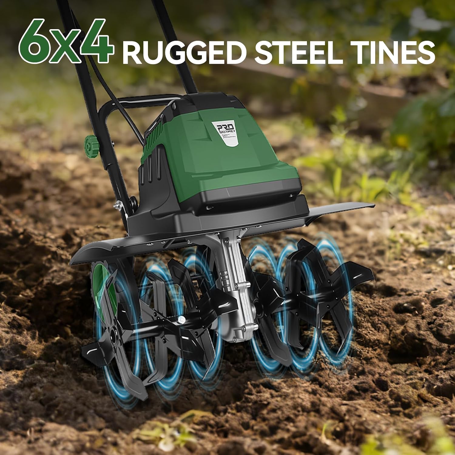 18-INCH Electric Tiller, 15 Amp Cord Cultivator with 6 Steel Tines, Foldable Handle & Adjustable Wheels for Soil Digging