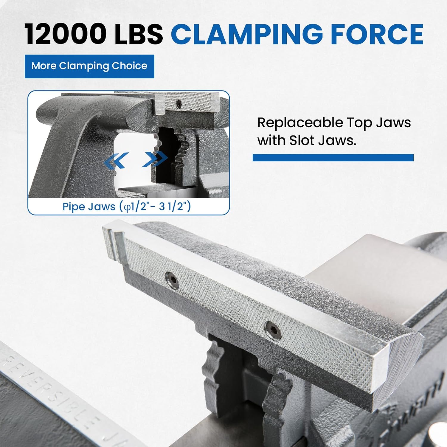 Forward CR80A 8 Inch Bench Vise Heavy Duty Vice with Anvil and 190 Degrees Swivel Base (8')