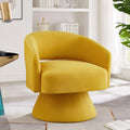 GDFStudio Swivel Barrel Chair Accent Arm Chair for Living Room Upholstered Velvet Round Reading Armchair Modern 360 Degree Comfy Swivel Chair with Open Backrest for Bedroom Office, Yellow