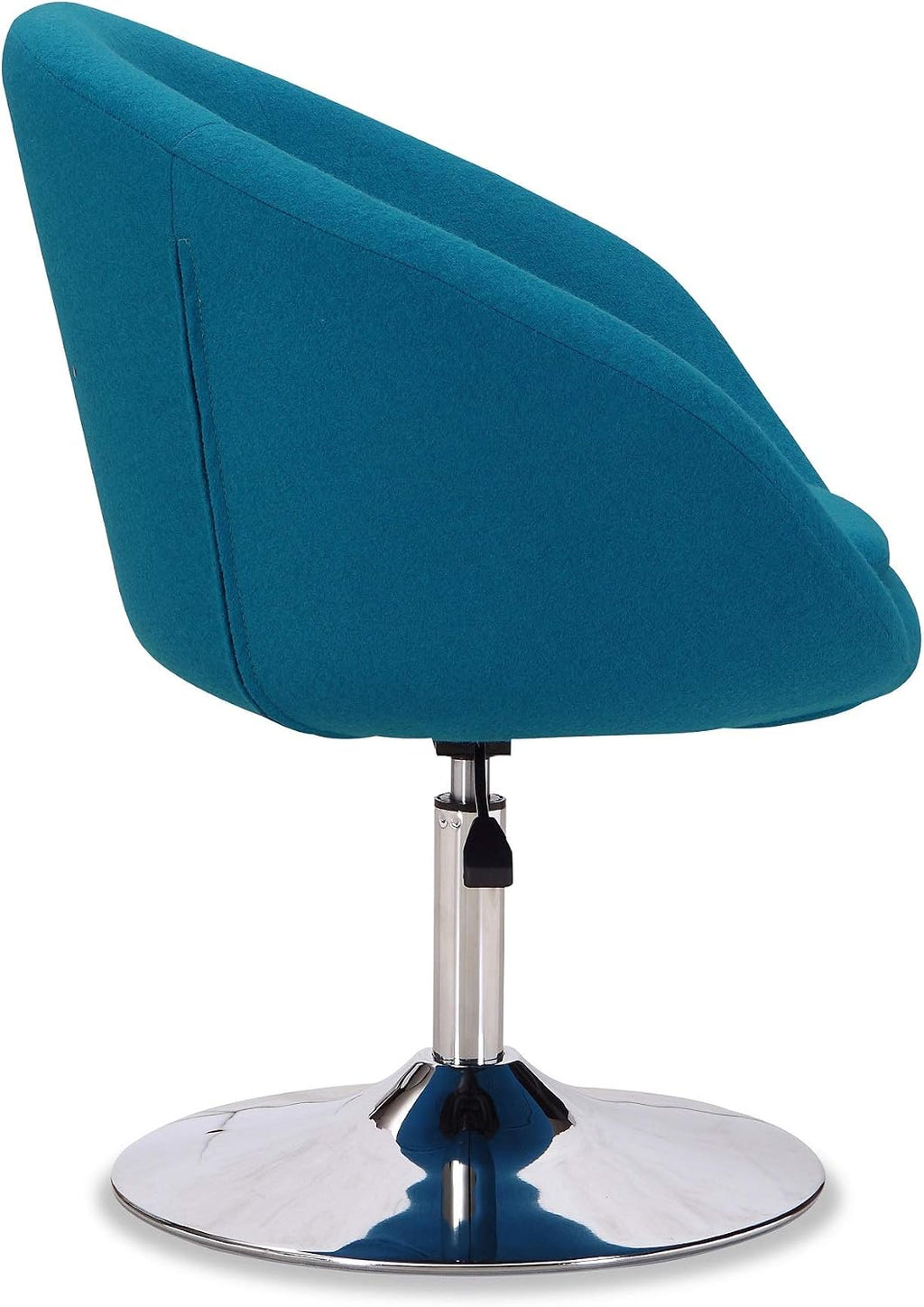 Manhattan Comfort Hopper Adjustable Swivel Accent Chair with 360° Turn, Upholstered Seat, Polished Chrome Base, Modern Bowl Design for Home Office and Living Room, Blue