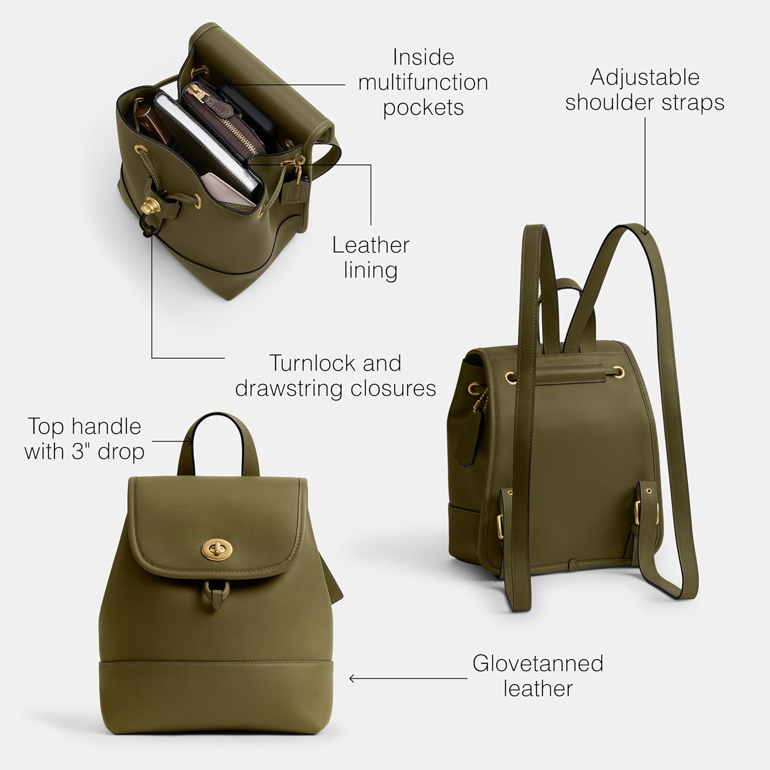 COACH The Originals Glovetanned Leather Turnlock Backpack
