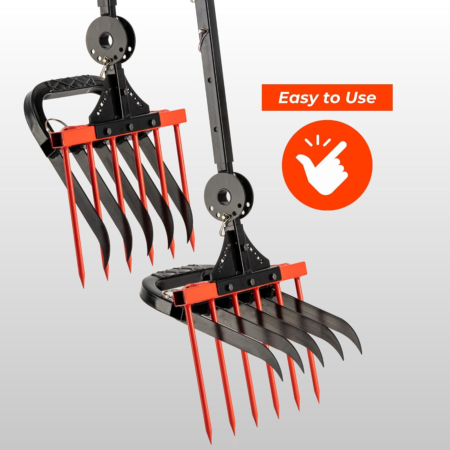 Broad Fork for Gardening - Portable and Ergonomic Broadfork Garden Tool Cultivator Tiller with 6+5 Sharp Tines - Heavy Duty Pitchfork, with Thickened Design