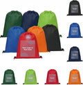 Custom Drawstring Backpacks with Logo or Text, Pack of 100, Assorted, Water-Resistant, Personalized Promotional Bags for Branded Giveaways, Corporate Events, Trade Shows, Conferences