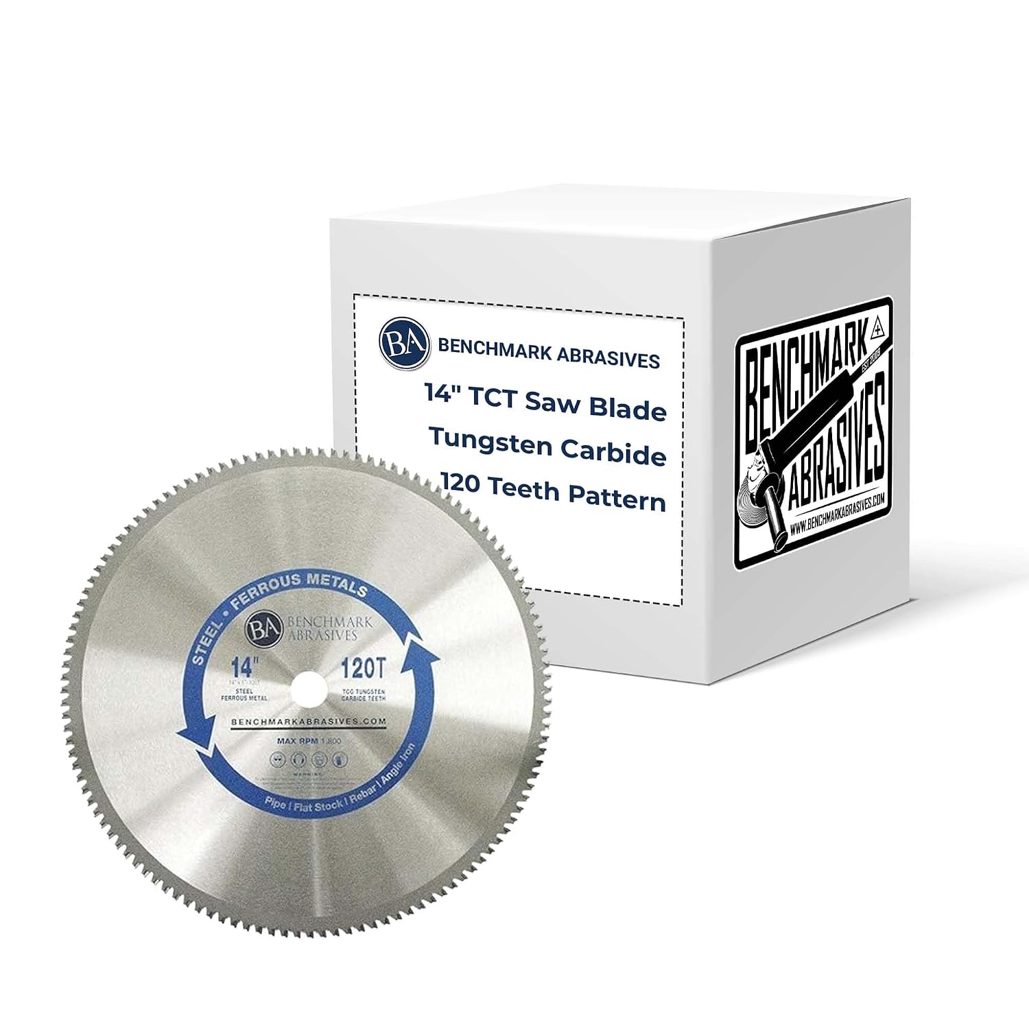 Benchmark Abrasives TCT 14 Inch Circular Saw Blade, Tungsten Carbide Tipped Inch Miter Saw Blade for Cutting Metal, Stainless Steel, Ferrous Metals, 14 Inch Metal Cutting Blade (14' 120 Teeth)
