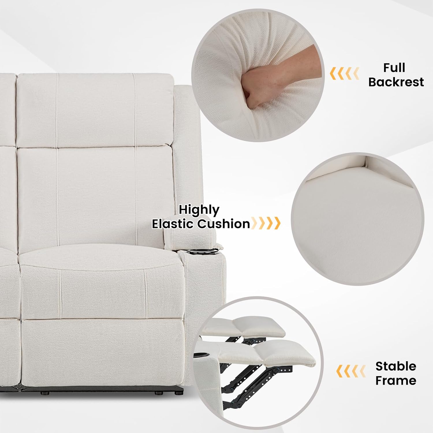 Loveseat Recliner, Loveseat Sofa with Adjustable Footrest, Wall Hugger Recliner for Living Room & Home Theater & RV(Beige)