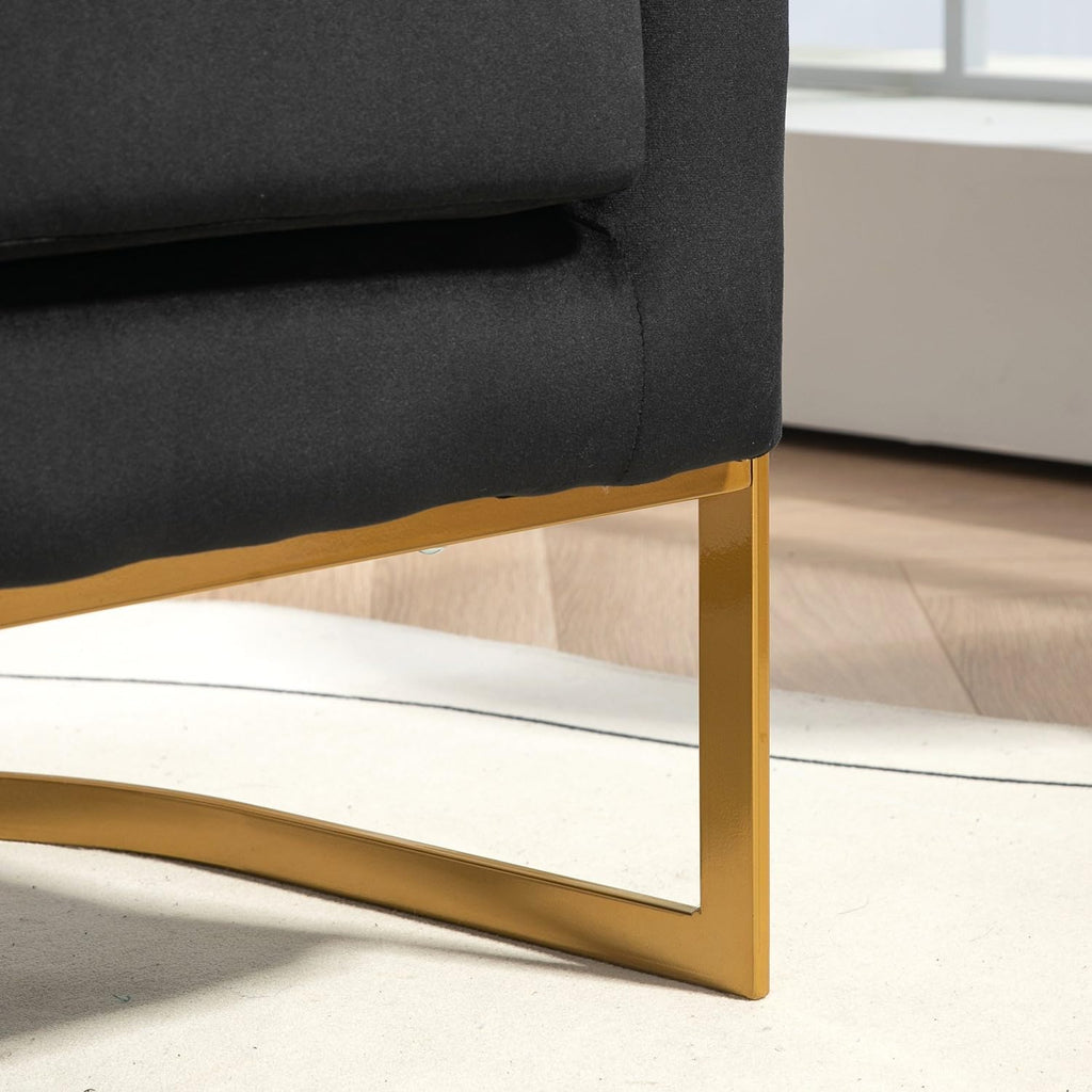 Container Furniture Direct Velvet Modern Accent Armchair - Luxury Gold Frame | Versatile Seating for Living Room, Bedroom, Office, Black
