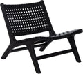 Safavieh Home Luna Black and Black Leather Woven Accent Chair