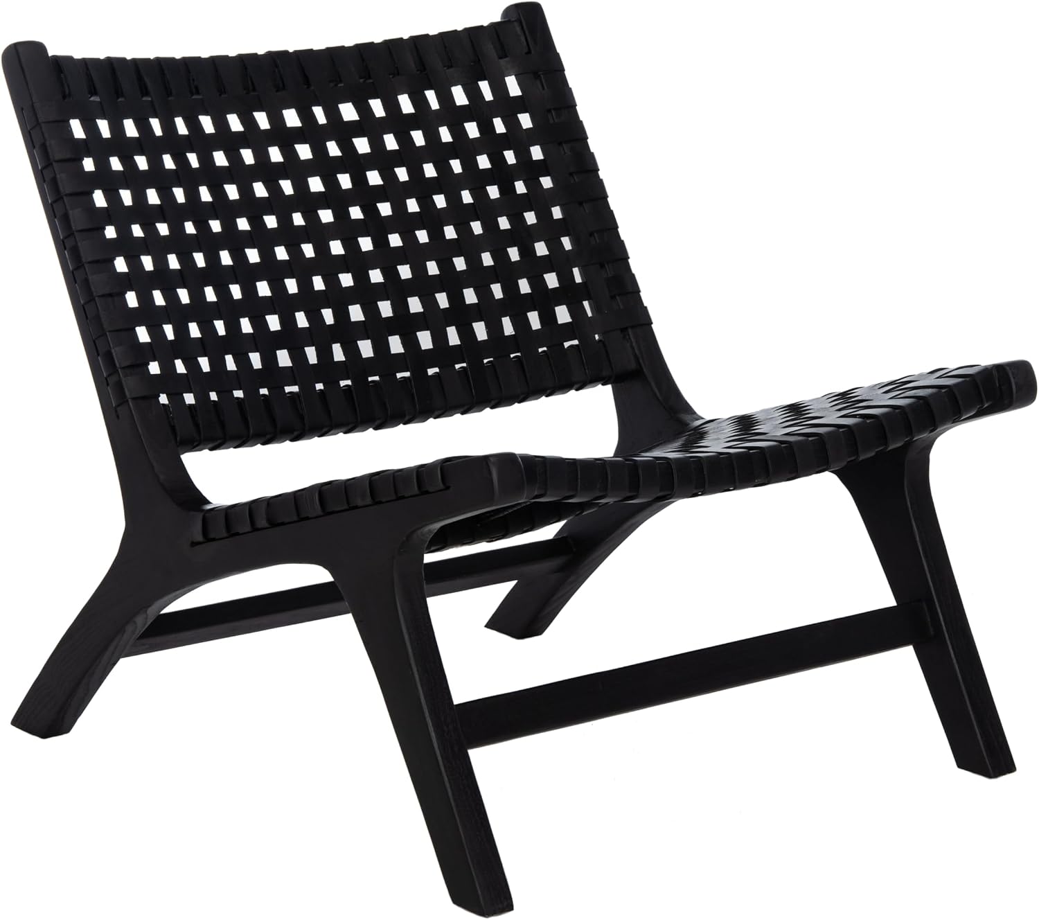 Safavieh Home Luna Black and Black Leather Woven Accent Chair