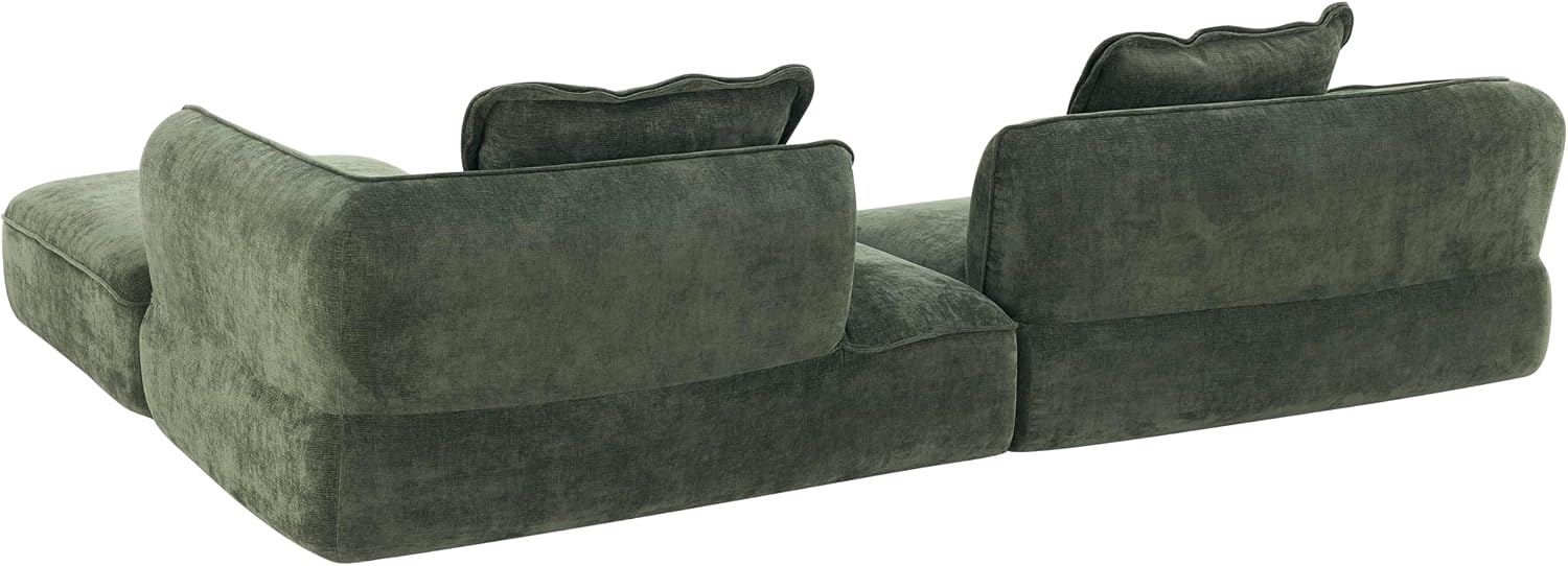 Christopher Knight Home Zacha 121' Modular L-Shape Sofa Couch with Chaise Lounge, Modern Boneless Sofa for Living Room, Fabric Upholstered Cloud Couch with Deep Seat, Olive Green