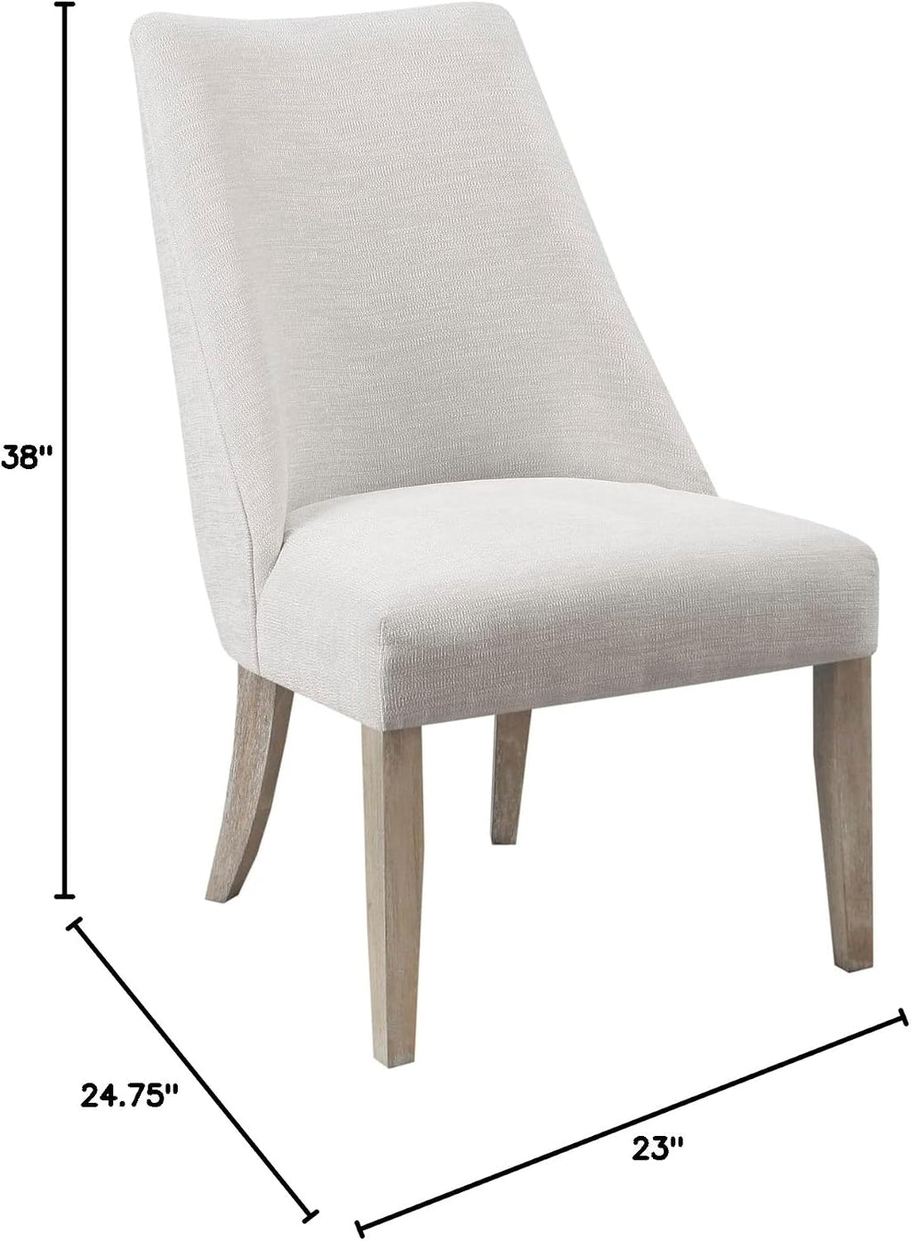 Martha Stewart Winfield Upholstered High Back Accent Dining Chairs Set of 2, Padded Seat, Solid Wood Legs, Chambray Fabric, Cottage, Farmhouse, Ivory, 23' W x 24.75' D x 38' H