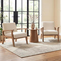 BESTANO Mid Century Modern Accent Chair Set of 2, Linen Upholstered Living Room Accent Armchair with Wood Frame, Farmhouse Chair for Living Room Bedroom, Ivory