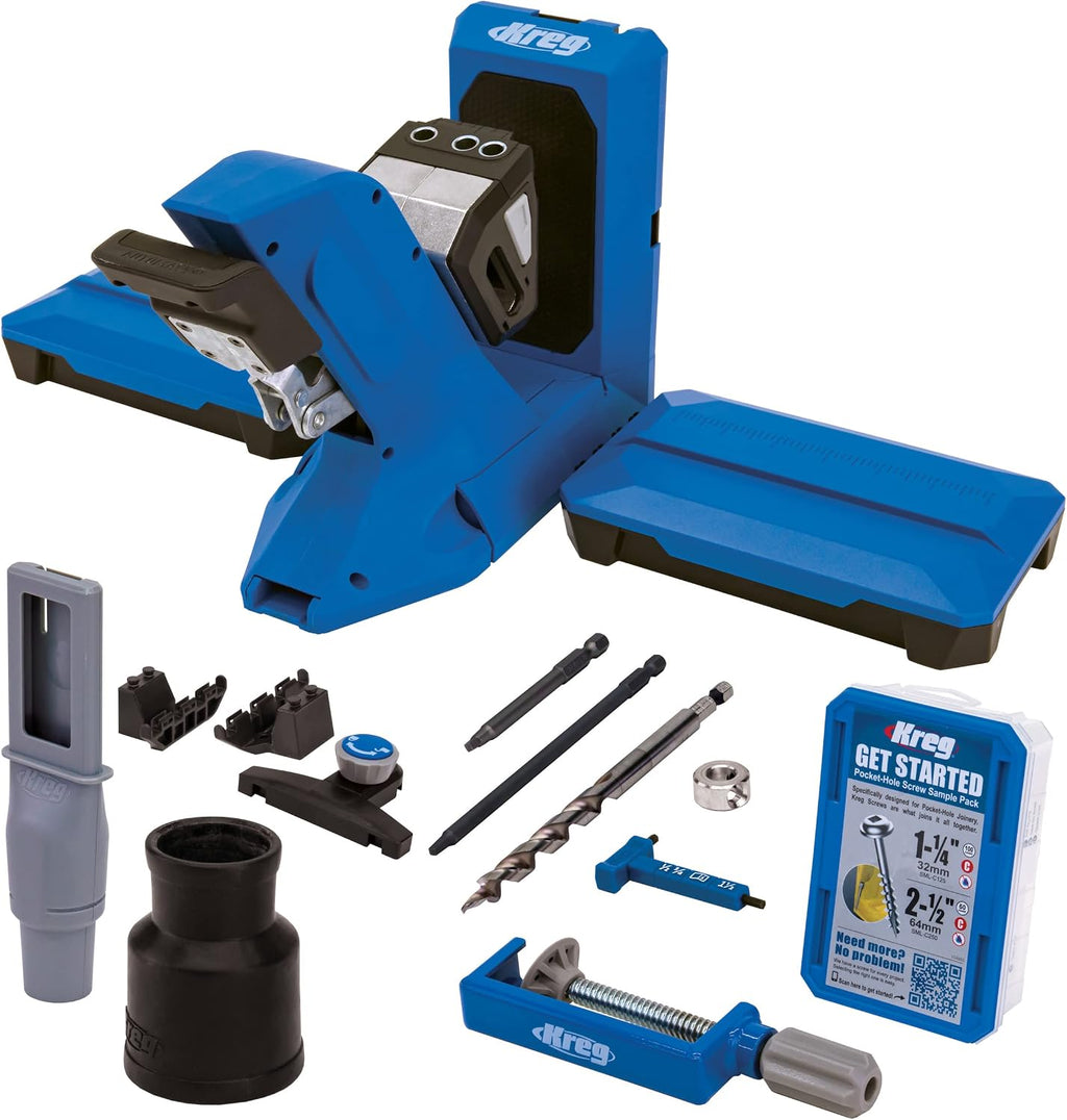 Kreg Tool KPHJ720PRO Pocket-Hole Jig 720PRO - Easy Clamping & Adjusting - Includes Durable Kreg Pocket-Hole Screws - For Materials 1/2' to 1 1/2' Thick