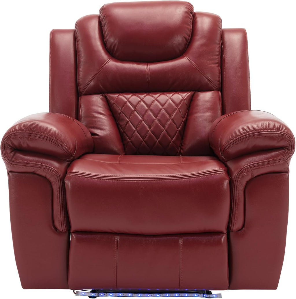 Merax Recliner Chairs Home Theater Seating with LED Light Strip for Living Room Bedroom, Faux Leather
