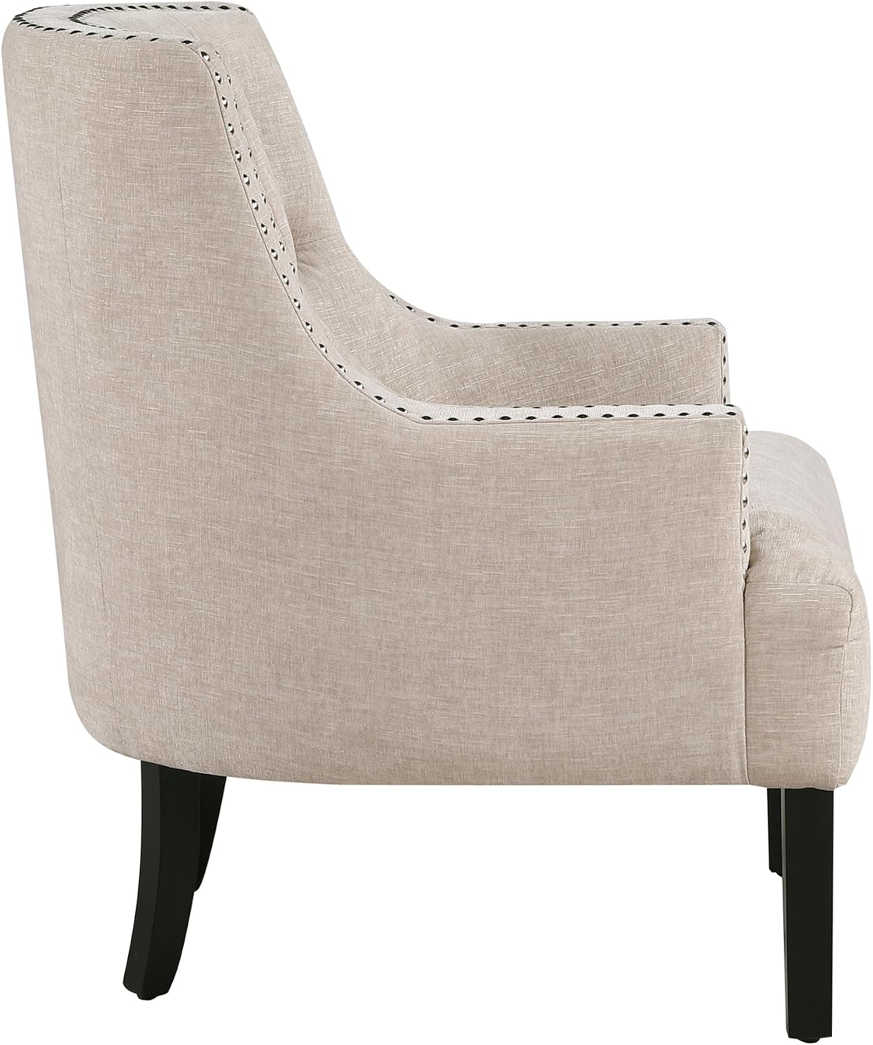 Lexicon Accent Chair Reading Chair Comfy Chair for Bedroom, Upholstered Armchair with Solid Wood Frame, Tufted Cushion Nail Head Trim, Single Sofa Chair for Living Room, Office, Taupe Chenille