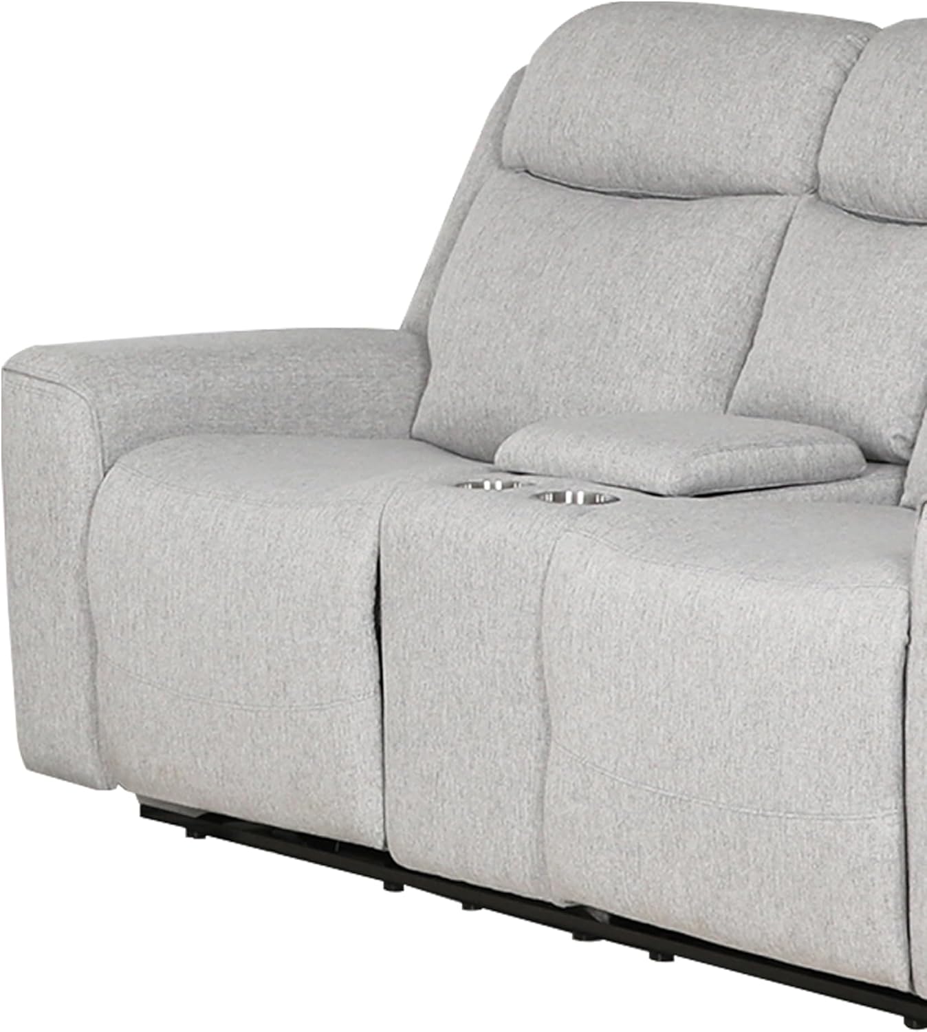 AC Pacific Amelia Upholstered Recliner Loveseat with Storage Console and Cup Holders, Living Room Furniture with Stylish, Comfortable, and Versatile Design for Modern Homes, White