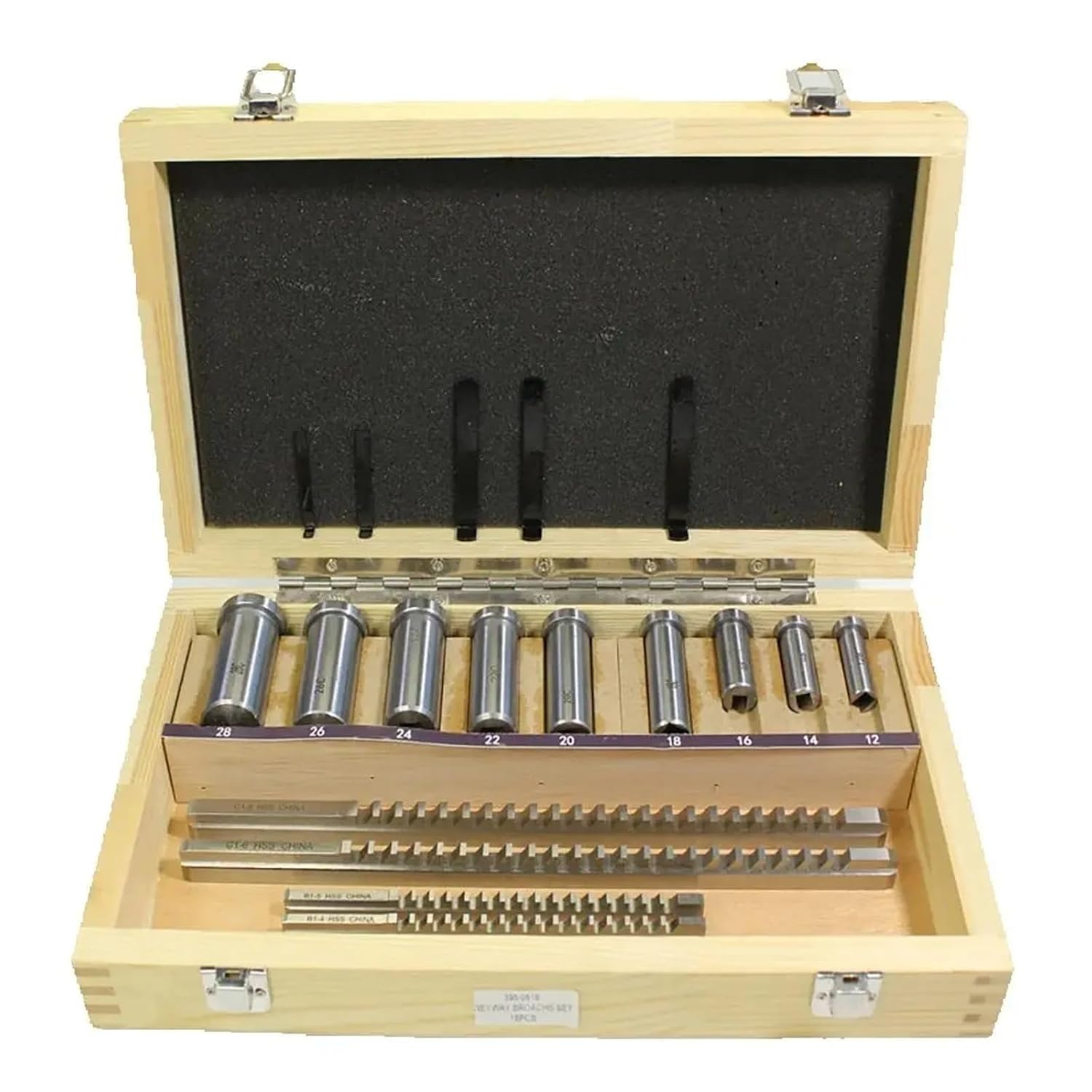 Keyway Broach, 18pcs HSS Metric Set 4mm 5mm 6mm 8mm 12-28 Cutting Broaching Bushings Keyway Tool CNC Kit Heat Resistance