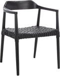 SAFAVIEH Home Collection Munro Black Sungkai Wood/Black Leather Woven Accent Chair (Fully Assembled)