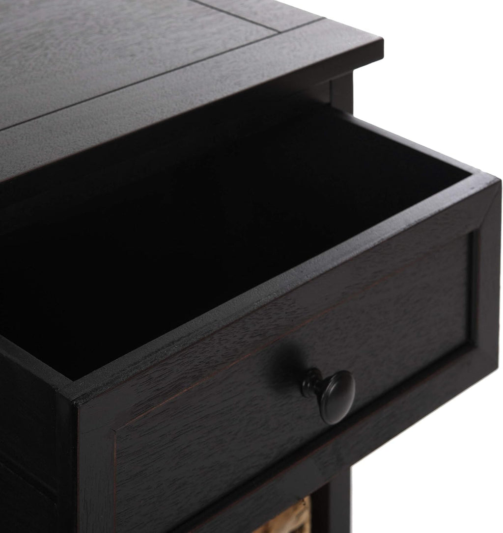 SAFAVIEH Furniture - Herman 2-Drawer Storage Unit - Distressed Black - Solid Wood - Classic Storage Design - Ideal for Living Room, Entryway, 29'W x 13'D x 27.5'H - Fully Assembled (AMH5702B)