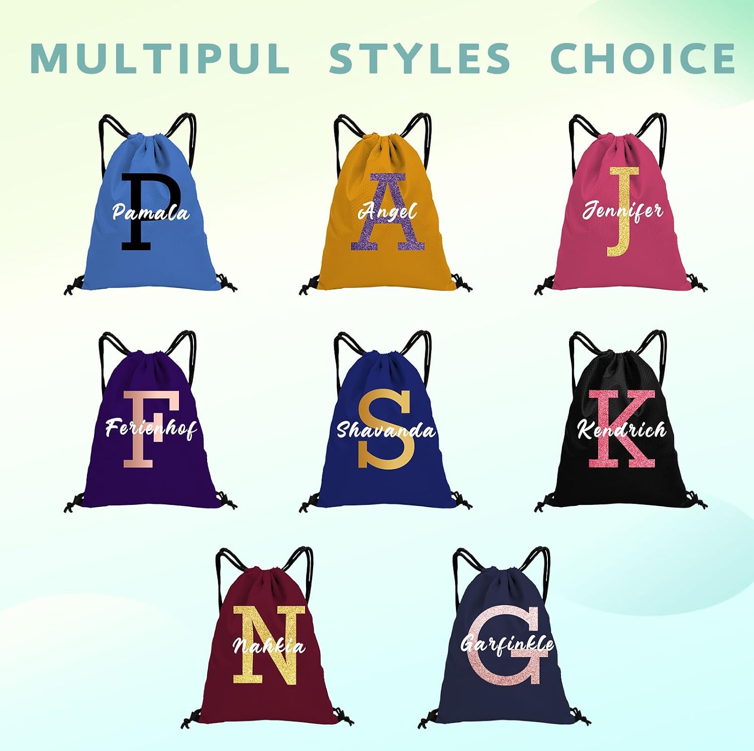 Custom Drawstring Backpack with Logo/Text Personalized Bulk Beach Draw String Bags for Small Business Swim Sport Camping Vacation Travelling Gym Men Women-50 PCS