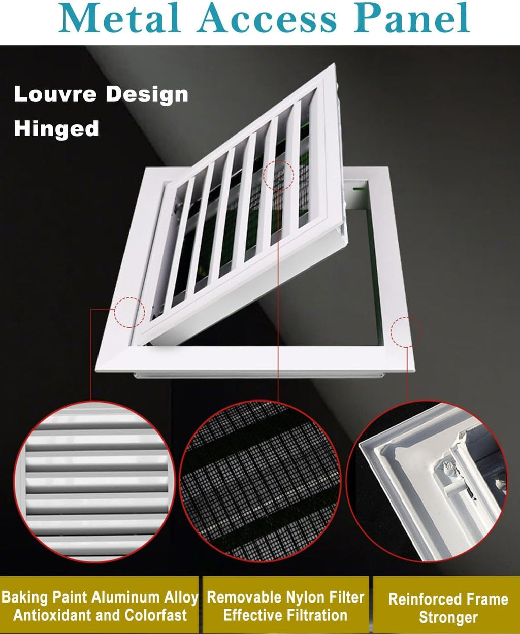 Drop Ceiling Wall Vented Access Panel, Touch Latch Access Hatch with Removable Screen & Screw, Pop in Inspection Door Fits Openings from 6-34 in(16x26in(41x66cm))