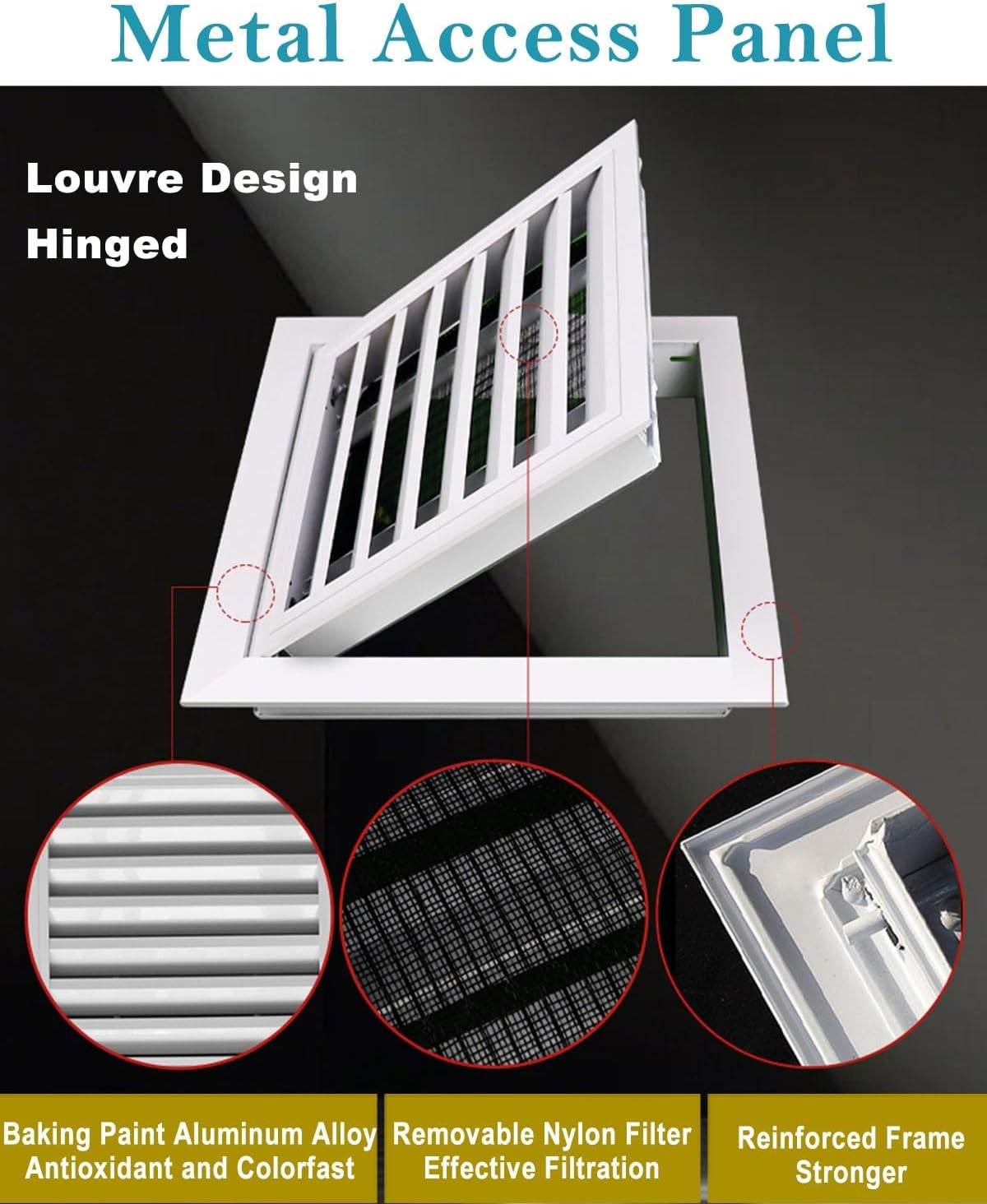 Drop Ceiling Wall Vented Access Panel, Touch Latch Access Hatch with Removable Screen & Screw, Pop in Inspection Door Fits Openings from 6-34 in(28x30in(71x76cm))